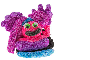 Close up view of handmade toy done of young boy of play dough.