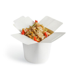 dish fast food wok Chinese cuisine white background