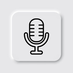 Microphone vector simple icon. Flat desing. Neumorphism design.ai