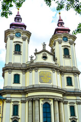 Fototapeta premium City hall in Eger city on main square vertical photo