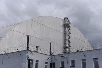 Sarcophagus of the Chernobyl nuclear reactor. 