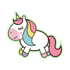 Cute unicorn on a white background.  Postcard, background, sticker, banner.