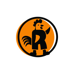 Logo letter R rooster