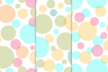 Set of Abstract seamless pattern with colorful circles shapes