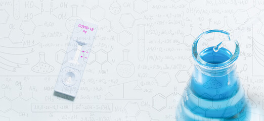 Blue liquid pipette and bottle see lab images,Rapid antigen self test kit for Covid-19 diagnostic...