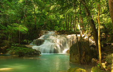 waterfall,Forest and waterfall at Ton Nga Chang Waterfall, Songkhla, Thailand.