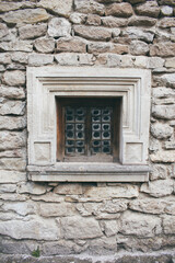 Windows in an ancient castle. Old castle in Ukraine