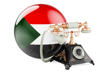 Phone with Sudanese flag. Communication services in Sudan, concept. 3D rendering