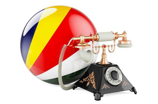 Phone with Seychelloise flag. Communication services in Seychelles, concept. 3D rendering