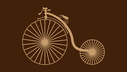 Retro Bicycle with Large Front Wheel Vector Art
