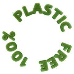 100% plastikfrei als Text aus Gras im Kreis