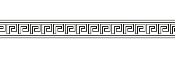 Seamless meander patterns. Greek meandros, fret or key. Black ornament for Acient Greece style borders. Vector illustration - obrazy, fototapety, plakaty
