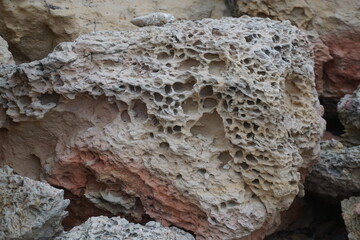 closeup of a porous rocky texture of a stone