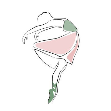 ballerina dancing in line art style clip art preview
