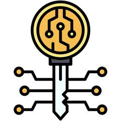 Encryption key icon, Blockchain related vector illustration