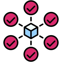 Network validation icon, Blockchain related vector illustration