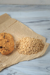 Oatmeal cookies with raisins, coconut and cinnamon.