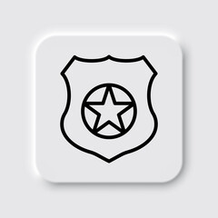 Police badge simple icon. Flat desing. Neumorphism design.ai