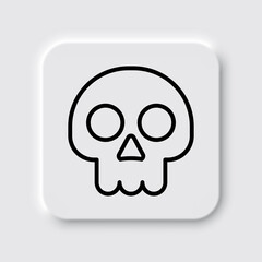 Skull simple icon. Flat desing. Neumorphism design.ai