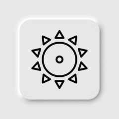 Sun simple icon. Flat desing. Neumorphism design.ai