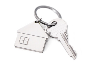 house keychain with key isolated on white background