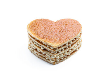 Homemade Heart shaped layered cake isolated on white. Ready to decorate