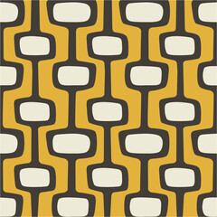 Mid-century modern atomic age background in mustard gold, cream dark brown. Ideal for wallpaper and fabric design.
