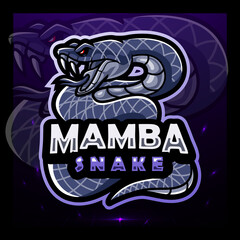 The black mamba snake mascot. esport logo design 
