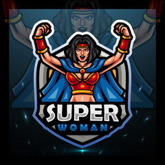 Super woman mascot. esport logo design  