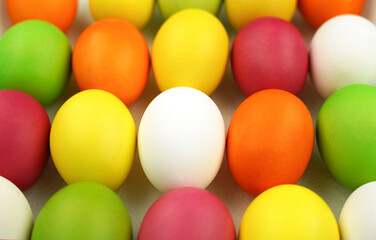 Fototapeta na wymiar Painted colorful Easter eggs. Bright holiday background