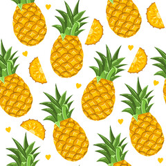 Seamless pineapple pattern. Lovely vector illustration. Perfect for kids fabric, textile, wrapping.
