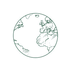 Planet earth and world map flat vector illustration.
