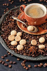 Obraz na płótnie Canvas Cup of coffee with homemade cookies