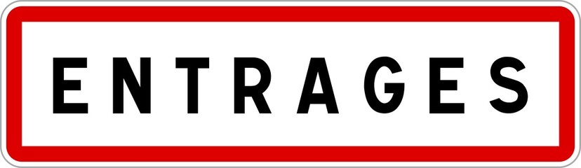 Panneau entr&eacute;e ville agglom&eacute;ration Entrages / Town entrance sign Entrages