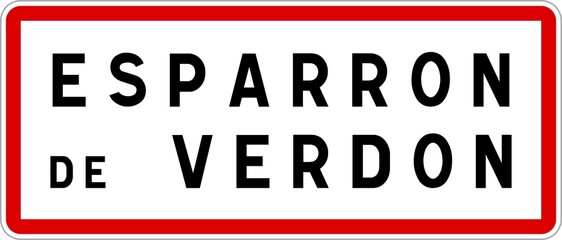 Panneau entrée ville agglomération Esparron-de-Verdon / Town entrance sign Esparron-de-Verdon