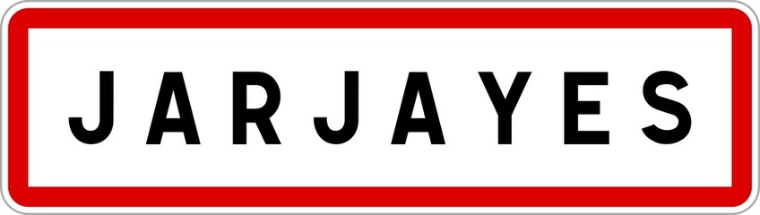 Fototapeta na wymiar Panneau entrée ville agglomération Jarjayes / Town entrance sign Jarjayes