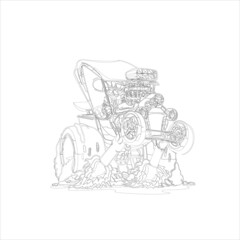  Car coloring  page   monster truck coloring page Combine harvester working sketch illustration   black and cartoon illustration © Mahima