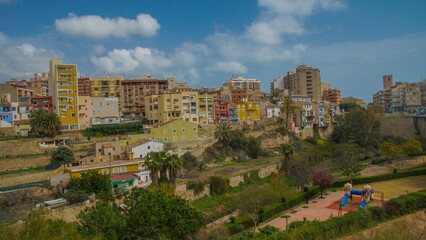 Típicas Casas de colores en Villajoyosa Alicante en la Costa Blanca en España