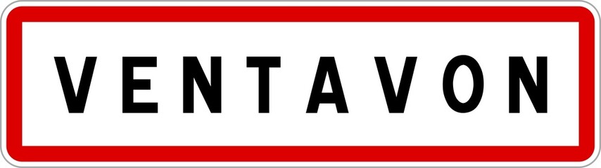 Fototapeta premium Panneau entrée ville agglomération Ventavon / Town entrance sign Ventavon
