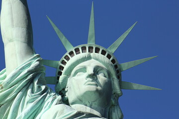 Foto de cerca de la cara de la estatua de la libertad de Nueva York