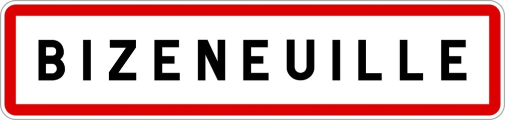 Panneau entrée ville agglomération Bizeneuille / Town entrance sign Bizeneuille