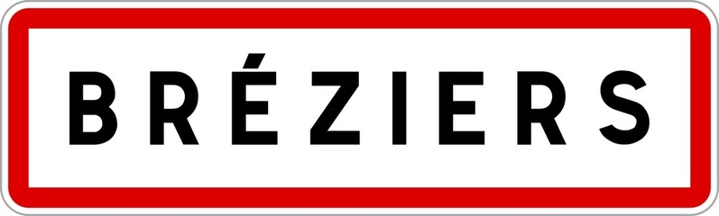 Panneau entrée ville agglomération Bréziers / Town entrance sign Bréziers
