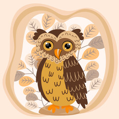 owl cute character flat design, isolated