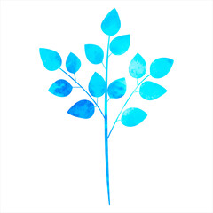 blue plant, flower watercolor silhouette isolated vector