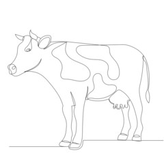 cow one line drawing vector, isolated