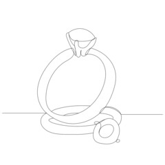 wedding rings one line drawing vector, isolated