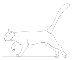 cat one line drawing vector, isolated