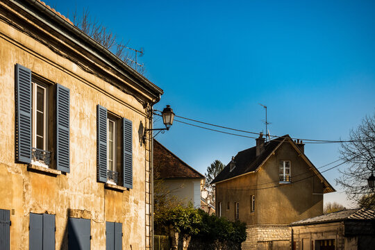 Street view of old city Crecy-la-Chapelle in france