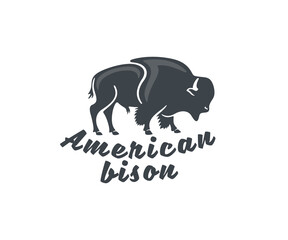 American bison and buffalo, animal, cattle and horned cattle, logo design. Wildlife, horned, ox and bull, vector design and illustration