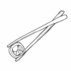 Food sticks. Sushi sticks doodle illustration. Asian cuisine. Vector illustration.